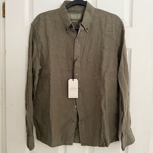Abercrombie & Fitch Olive Linen Button Down Shirt